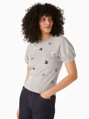 Embroidered Butterfly Pullover Sweatshirt