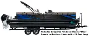 Blue Stripes Black Mesh Metal Graphic Kit Decal Fishing Boat Wrap Pontoon Vinyl