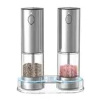 Electric Salt and Pepper Grinder Set Rechargeable LED Automatic Salt &5548