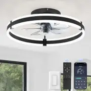 Ceiling Fans with Lights and Remote, 19.7'' Low Profile Ceiling Fans, 3000-6000K