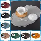 Oval Retro Placemat PU Leather Dining Table Pad Coaster Tableware Mat Banquet