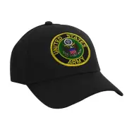 United States Army Crest Logo 3 Round Patch Balck Baseball Cap