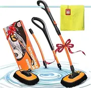 RIDE KINGS Microfiber Car Washing Brush, Extendable Handle, Scratch Free, 180° Adjustable, Automotive Accessories, Car Cleaning Supplies - Orange