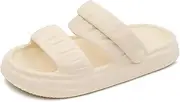 [SUSHAN] Women Pillow Slippers with Soft Thick Sole Cloud Slides Bathroom Non-Slip Shower Sandals Open Toe House Shoes