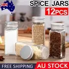 Up to 24x Clear Glass Jars Lid Spice Herb Seasoning Condiment Storage Container