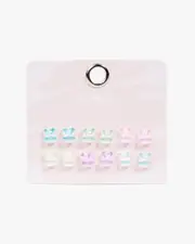 Multi Colour Bunny Face Stud Earrings