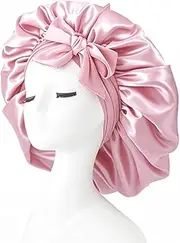 iLamvie Silk Bonnet,Adjustable Silk & Satin Sleep Bonnet,Hair Bonnet,For Sleeping,Curly Hair Braid,Soft And Comfortable Silk Sleep Cap(Pink)