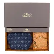 Patricia Nash Bellisara Leather Zip-Pouch & Turtle Mirror Fob-Denim Floret