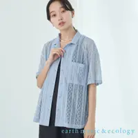 在飛比找蝦皮商城優惠-earth music&ecology 透膚花朵蕾絲短袖襯衫