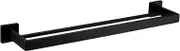 Double Towel Bars, Towel Rack Black 304 Stainless Steel Towel Rails Heavy Duty Towel Holder Wall Mounted Towel Storage Rack for Bathroom, Kitchen, Hotel Aqiong