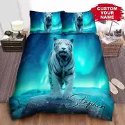 v5001 Bed Sheets White Tiger And North Pole Light Duvet Cover Set Children Bed Sheets IU5001