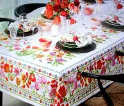 WILLIAMS SONOMA TULIPANO LADYBUG TABLECLOTH 100% LINEN 70" X 108" ITALY NEW/WTGS
