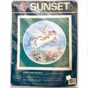 Vtg Sunset Dimensions Crewel Springtime Pegasus Floral Stitchery Embroidery Kit