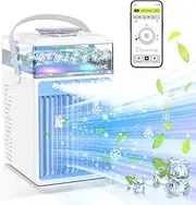 Portable Mini Air Conditioner, 4 in 1 Air Cooler Portable USB Mini Air Conditioner Fan with 7 Colors LED 3 Modes and 3 Speeds for Home, Office, Camping