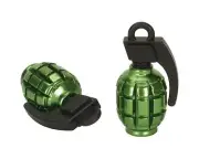 Black Ops Hand Grenade Valve Caps (Schrader) (Green/Black) [98002]