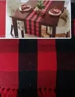 Red and Black Buffalo Plaid Woven Cotton Table Runner 13" x 72" New