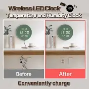 wireless LED digital Clock Date Temperature Humidity Calendar Day Clock