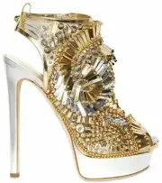 DSQUARED² Gold Leather Crystal Sequin Embellished Sandals Shoes 38 39 or 40