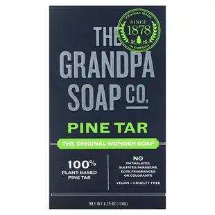 [iHerb] The Grandpa Soap Co. Face Body & Hair Bar Soap, 奇跡松焦油皂, 4.25 盎司 (120 g)