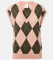 [Varley] Varley Avika argyle cotton-blend sweater vest AU 14 pink