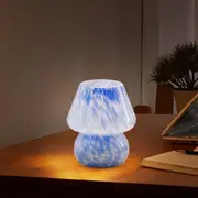 Clora Mushroom Glass Table Bedside Lamp Nightstand Light 3 Color Temperature Bedroom Living Room Home Decor - 3 Color