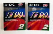 4 TDK D90 Cassette Tapes 90 minutes Slimline Eco Case Made In Japan & USA
