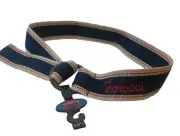 New Fiorucci S/M Navy Canvas Double Ring Belt Red Stitching Brass Metal Buckle
