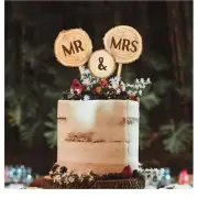 Rustic Mr. & Mrs. Wedding Cake Toppers NEW