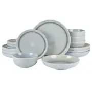 Gibson Elite Juno Moon 16-Piece Double Bowl Reactive Dinnerware Set - Blue