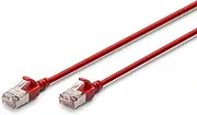 DIGITUS LAN Cable Cat 6A - 0.3 m - Slim Version AWG 32/7-10 Gbps - RJ45 Network Cable - F/FTP - PoE+ - LSZH - Compatible with Cat-7, Cat-6, Cat-5e - Red