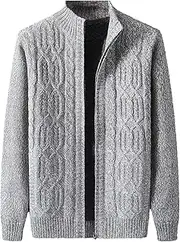 [Jegsnoe] Men Cardigan Sweater Thicken Warm Wool Cashmere Winter Cardigan Turtleneck Cardigan Sweater Outwear