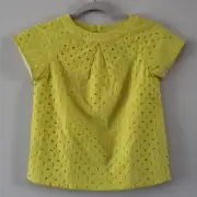 NWT Bonpoint Erika Short Sleeve Lemon Yellow Blouse Top Eyelet 12