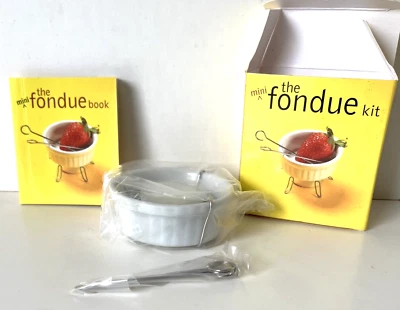 Mini Fondue Pot KIT Pot/Candle/Stand/Recipe Book/Skewers Use w/Chocolate- Cheese