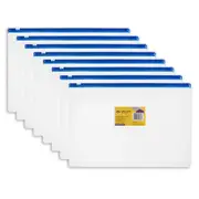 8PK Marbig 33.5cm Clear Case A4 File Document Holder Pouch Organiser Storage BLU