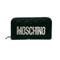 在飛比找momo購物網優惠-【MOSCHINO】莫斯奇諾 經典 LOGO 絎縫紋拉鍊長夾