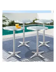 [Gardeon] Outdoor Round Bar Table 6 Piece in Silver