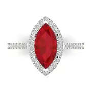 2.3 Marquise Halo Tourmaline Statement Engagement Wedding Ring 14k White Gold