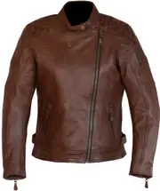 Merlin Bristol D3O Cafe Ladies Motorcycle Leather Jacket, brown, Size S for Men