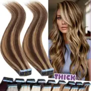 CLEARANCE Tape in Russian Remy Human Hair Extensions Skin Weft THICK mix Blonde