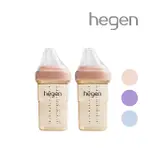 【HEGEN 總代理】金色奇蹟PPSU多功能方圓型寬口奶瓶 240ML 雙瓶組(嫣粉/沁藍/漾紫)