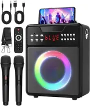 Karaoke Machine for Adults, Portable Karaoke Machine with Bluetooth and 2 Wirele