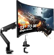 AVLT Single Monitor Arm Desk Mount for 13"-38" Ultrawide Screens, Gas Spring Full Motion Adjustable Height, Swivel, Tilt, Rotation, VESA/C-Clamp Compatible with Cable Management - Black