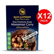 12X70G Blue Elephant Massaman Curry Paste Thai Spicy Herbs Spices Yum Soup Sauce