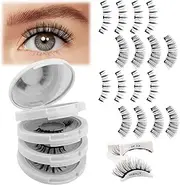 4 Pairs Magnetic Eyelashes Reusable Magnetic Lashes Natural Look Magnetic Lashes Kit with Applicator No Glue Needed Magnetic Eyelashes Kit Easy to Wear and Remove(Magnetic Eyelashes KS02+XM1)