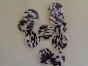 Acrylic Bead , white / black / copper, 28mm double-sided flat round with lines.