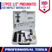 17Pc Air Impact Wrench Kit 1/2" Dr. Socket Set Rattle Gun Pneumatic Tool Set New