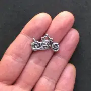 BULK 30 Motorcycle Charms Antique Silver Tone Style 2 Sided - SC334