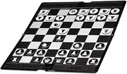 OFFIGAM 1set Foldable International Checkers Portable Synthetic Leather Clipboard Game for Boy Girl Adults Convenient Storage Lightweight Design Elegant Black