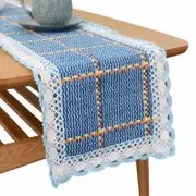Catzon Burlap Lace Table Runners Simple Home Decoration-Blue
