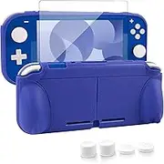 Protective Case for Nintendo Switch Lite, Soft Grip Case Cover with Comfort Ergonomic Handles for Nintendo Switch Lite 2019 [Self Stand][4 Thumb Stick Caps] (TPU Case-Blue)